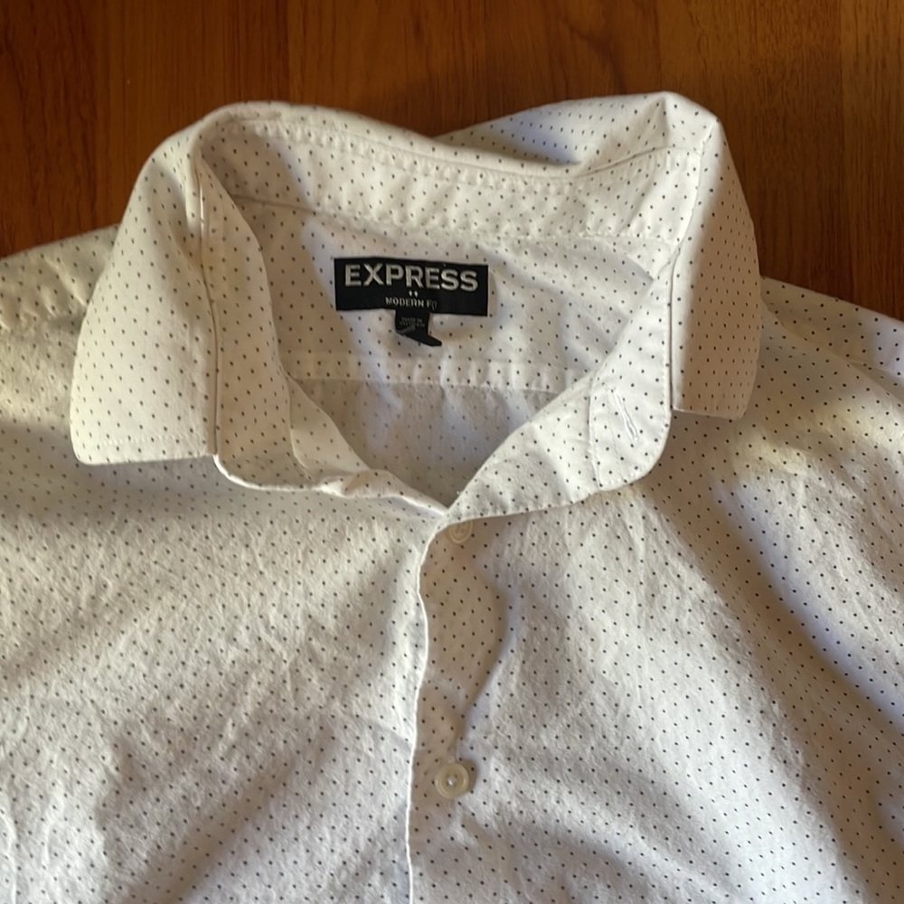 Medium, Express White Button Up With Patterns. - image 2